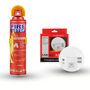 ফায়ার স্টপ স্প্রে এবং স্মোক এলার্ম Smoke Detector + Fire Stop Spray Combo কম্বো